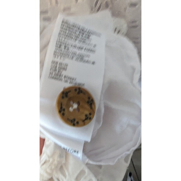 Anthropologie Women’s Eyelet Romper White Button Front Missing Belt - Picture 3 of 7